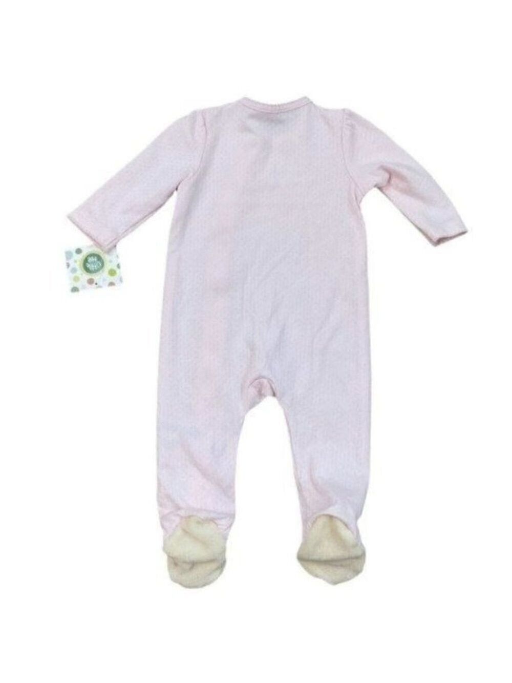 Little Me Pink Onsie With Bear Footies Size 6 Months Snap Closure